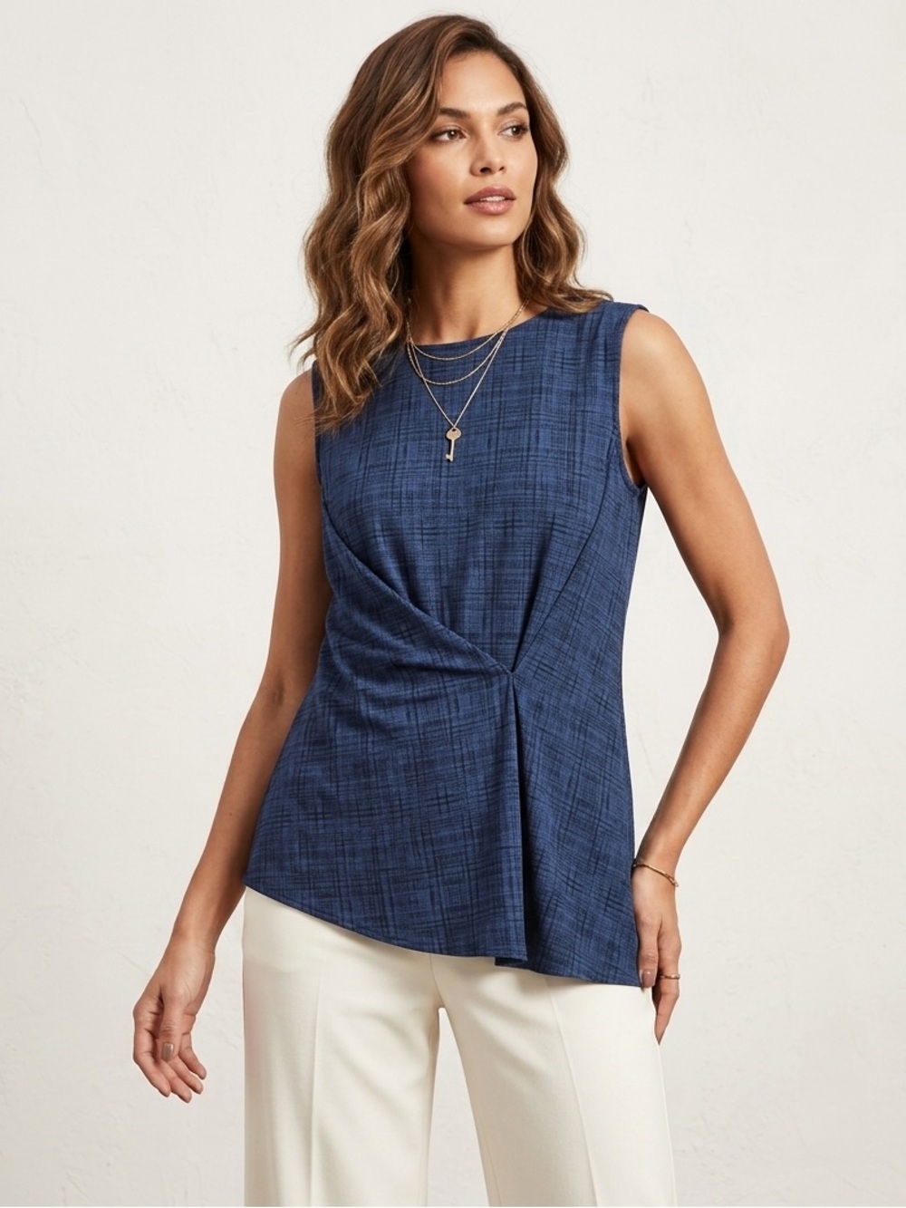 Banana Republic Womens Blouse Sleeveless Draped Blue NWT Size Small S